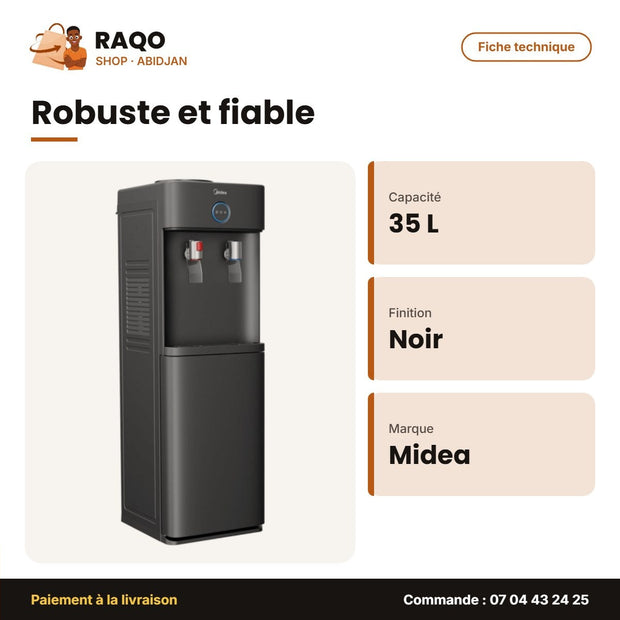 Distributeur D'eau Midea – 2 Robinets – Armoire Spacieux de 35L – Noir | YL2436S-W