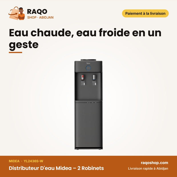 Distributeur D'eau Midea – 2 Robinets – Armoire Spacieux de 35L – Noir | YL2436S-W