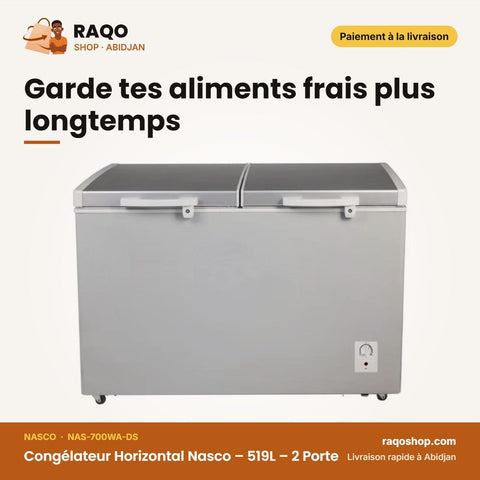 Congélateur Horizontal Nasco – 519L – 2 Porte – 2 Panier Interne | NAS-700WA-DS