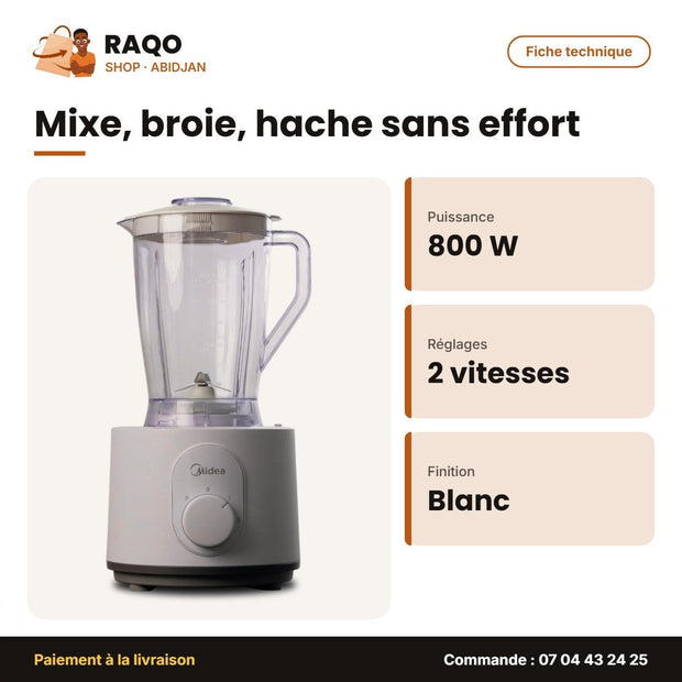 Robot Culinaire Midea – 2 Vitesses – Blanc – 800W | MJ-FP8003W