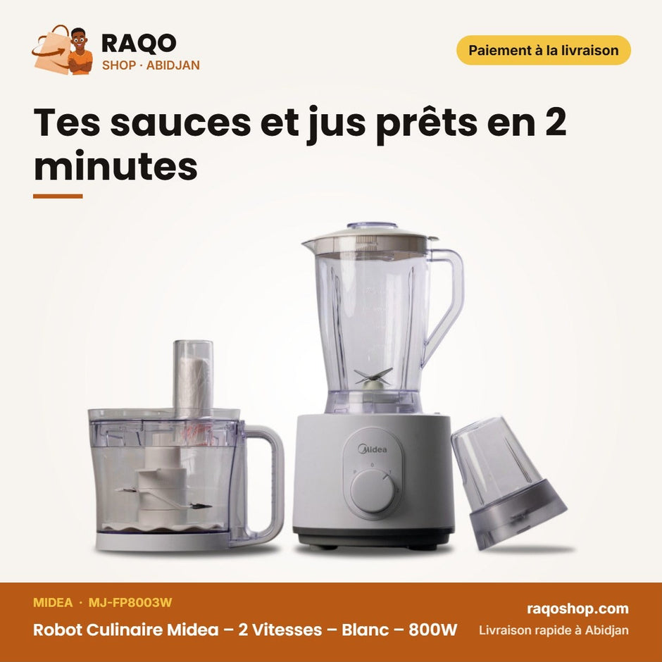 Robot Culinaire Midea – 2 Vitesses – Blanc – 800W | MJ-FP8003W