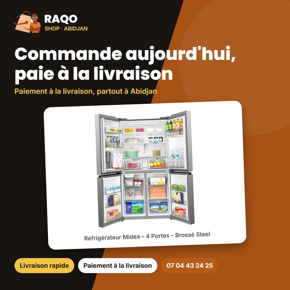 Réfrigérateur Midea – 4 Portes – Brossé Steel – 706L(430L+276L) | MDRM923CIH46M