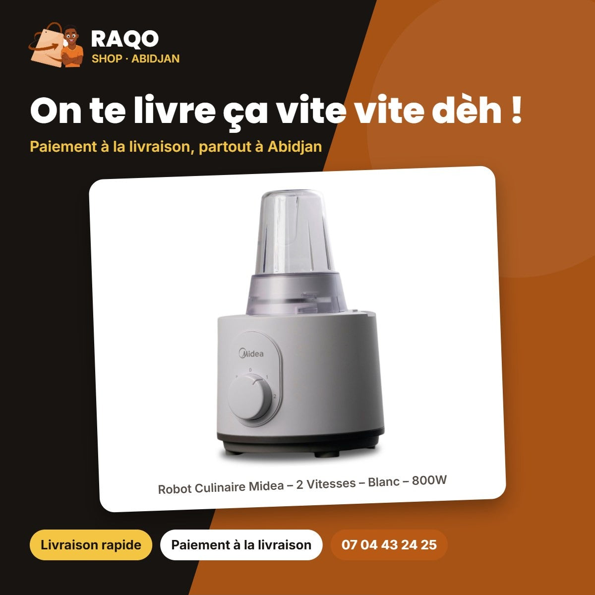 Robot Culinaire Midea – 2 Vitesses – Blanc – 800W | MJ-FP8003W
