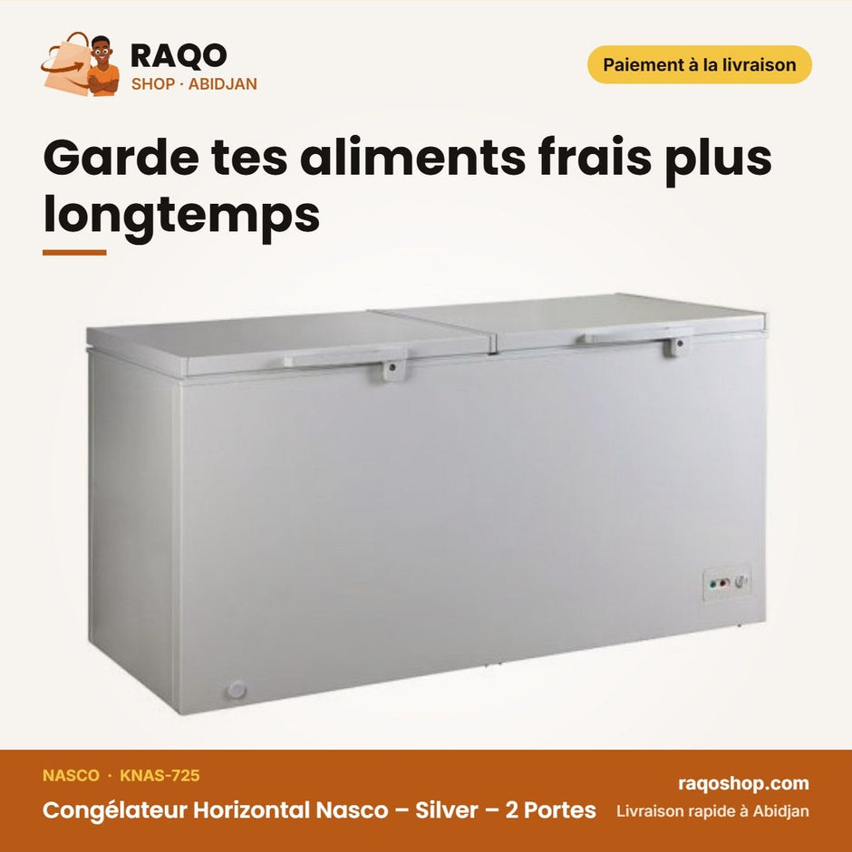 Congélateur Horizontal Nasco – Silver – 2 Portes – 2 Paniers Internes | KNAS-725