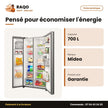 Réfrigérateur Américain Midea – 2 Portes – Brossé Steel – 700L(433L+267L) | MDRS925CIH46M