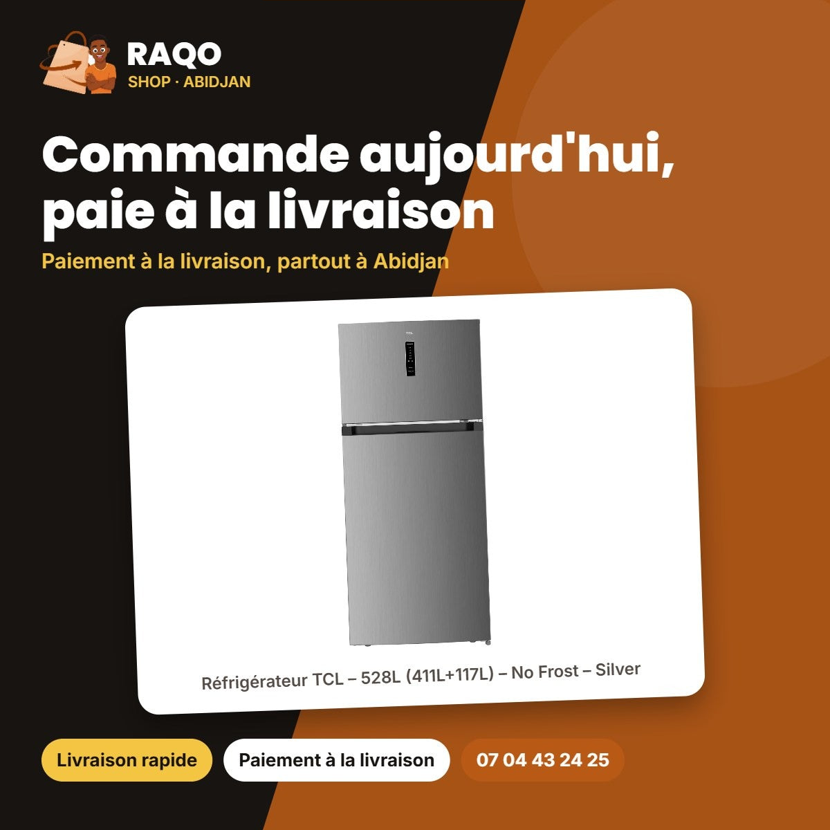 Réfrigérateur TCL – 528L (411L+117L) – No Frost-Cooling Technology – Silver | P687TMN