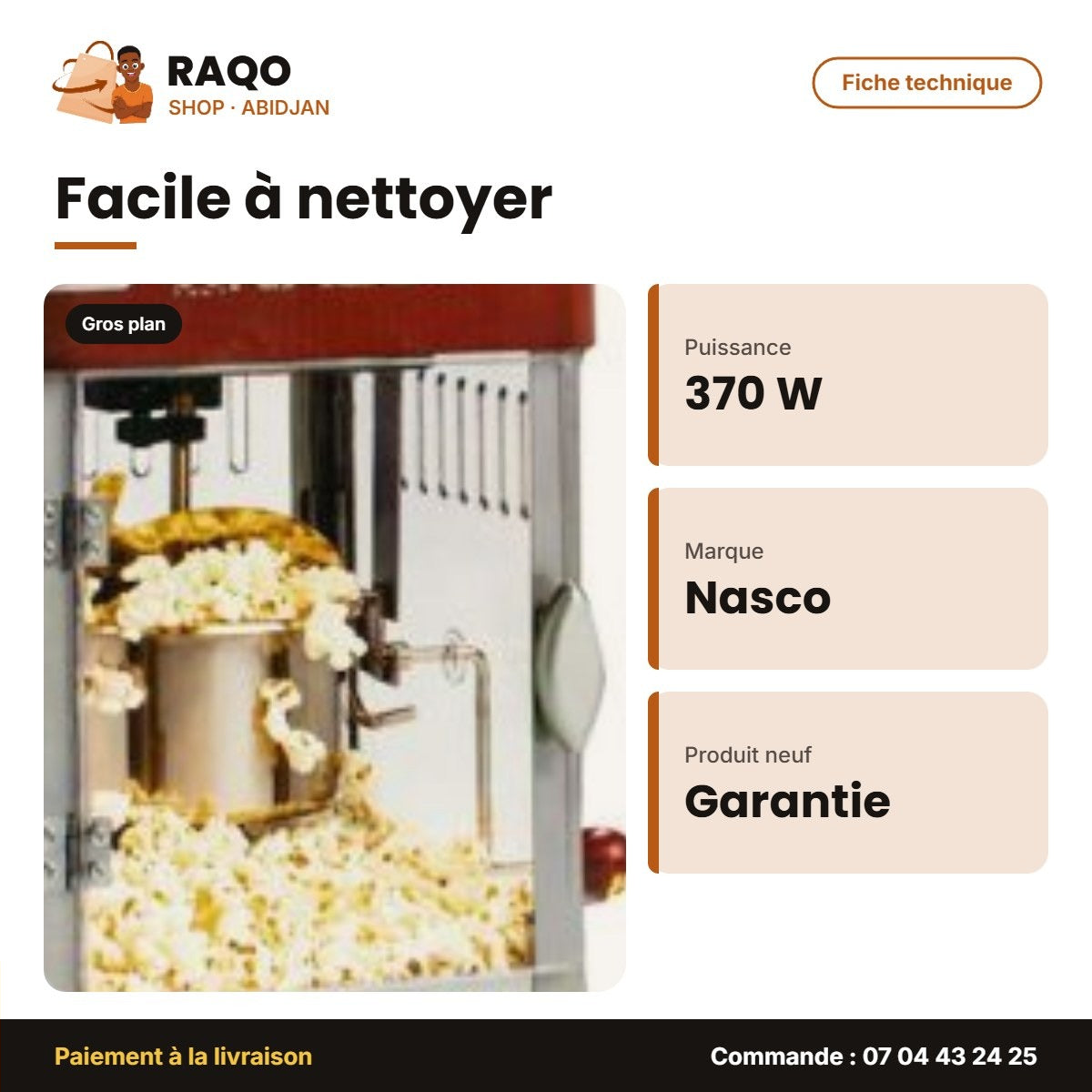 Popcorn Maker Nasco – 370W | PC5400-GS