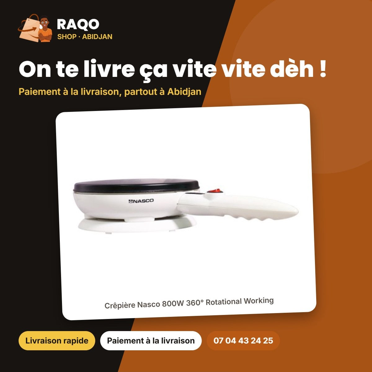 Crêpière Nasco 800W 360° Rotational Working | EP2111B