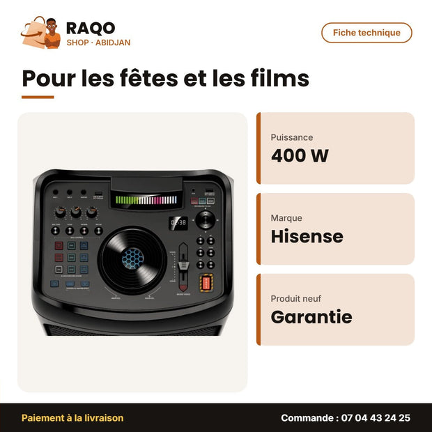 Party Speaker System Hisense – 400W – Bluetooth – 8 Light Modes | HP300