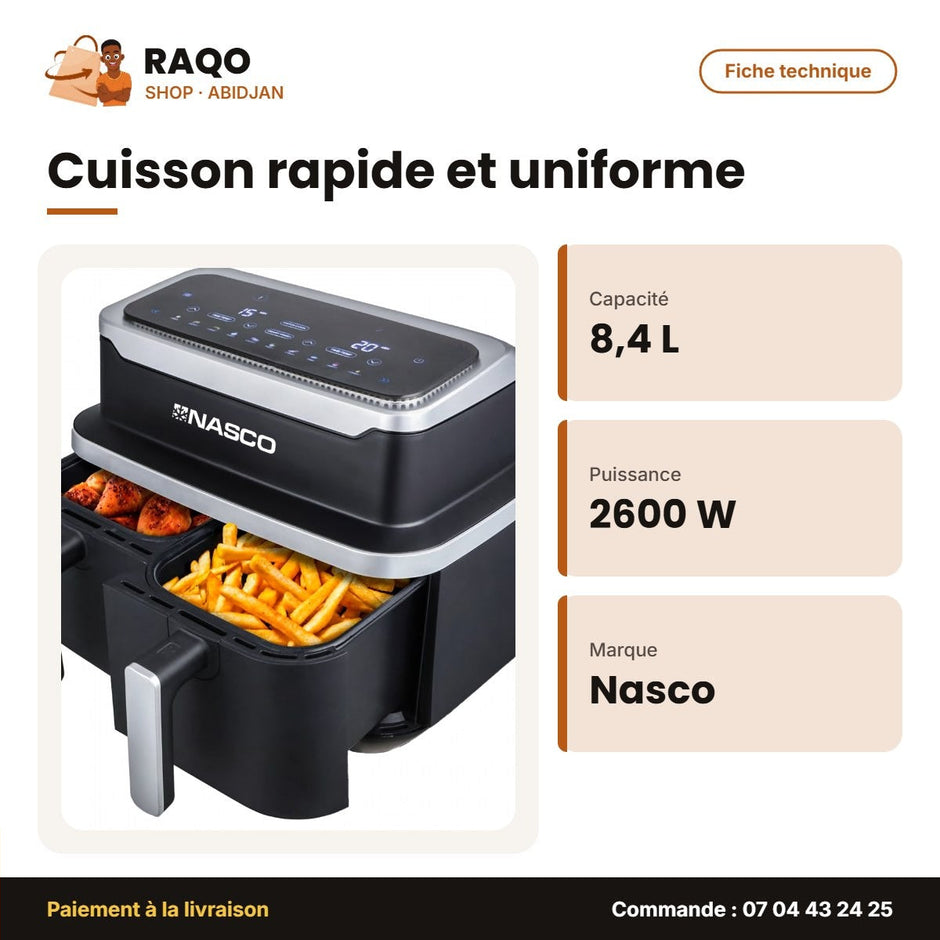 Friteuse à Air Nasco – 8.4 L – 220° – 2600W | AF7005-GS