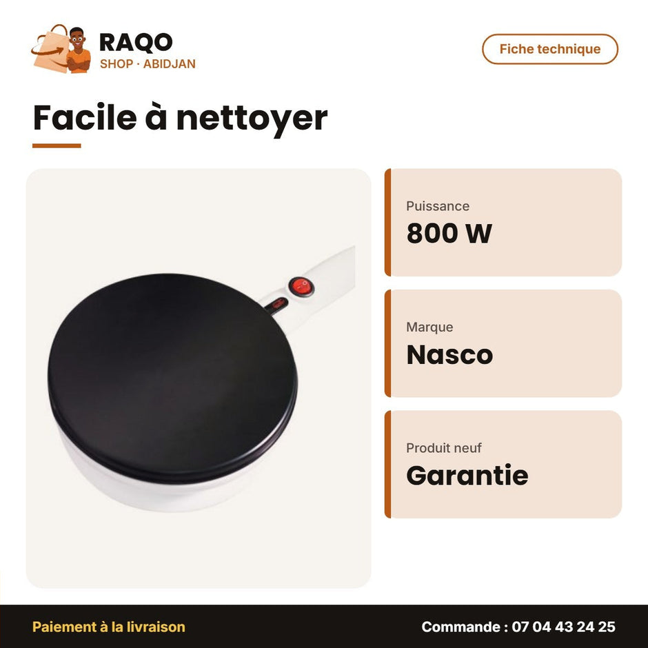 Crêpière Nasco 800W 360° Rotational Working | EP2111B
