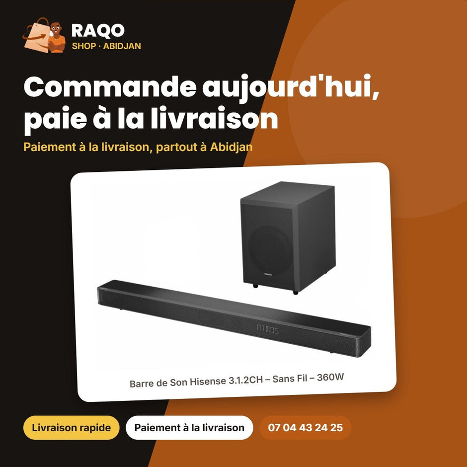 Barre de Son Hisense 3.1.2CH – Sans Fil – 360W – Dolby Atmos | AX3120G