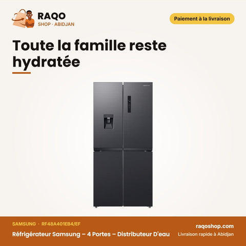 Réfrigérateur Samsung – 4 Portes – Distributeur D'eau – 488L(159L+329L) | RF48A401EB4/EF