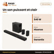 Barre de Son Hisense – Caiss.de Bass sans Fil 5.1CH – 540W – HDMI Arc | HS5100