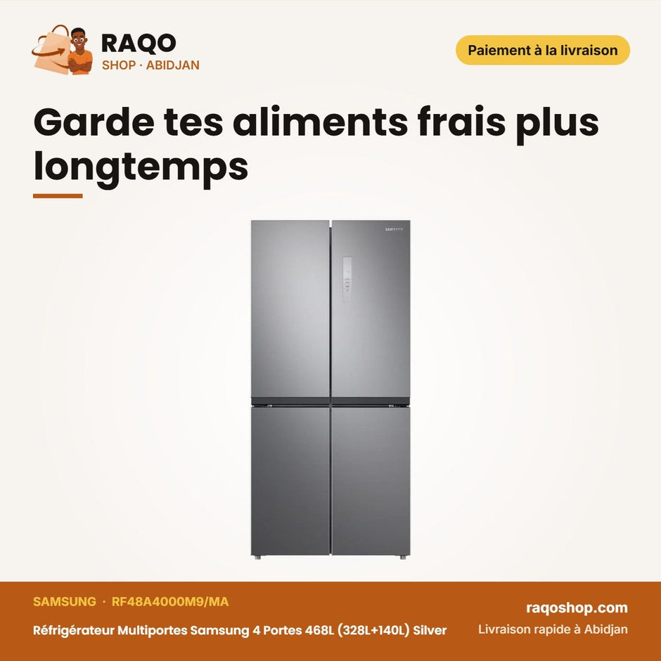 Réfrigérateur Multiportes (Fdr) Samsung 4 Portes 468L (328L+140L) Silver | RF48A4000M9/MA