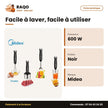 Mixeur à Main-Hand Blender Midea – 600W – Avec Bol 600ML – Noir | MJ-BH6001W