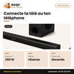 Barre de Son Hisense 2.1CH-38'' – 200W – Caisson de Basse sans Fil – Dolby Audio | HS218