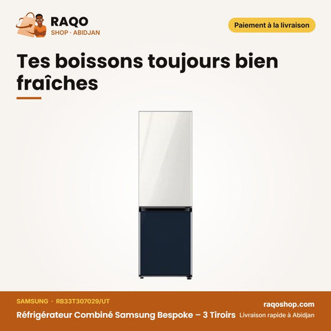 Réfrigérateur Combiné Samsung Bespoke – 3 Tiroirs – 339L(108L+231L) | RB33T307029/UT