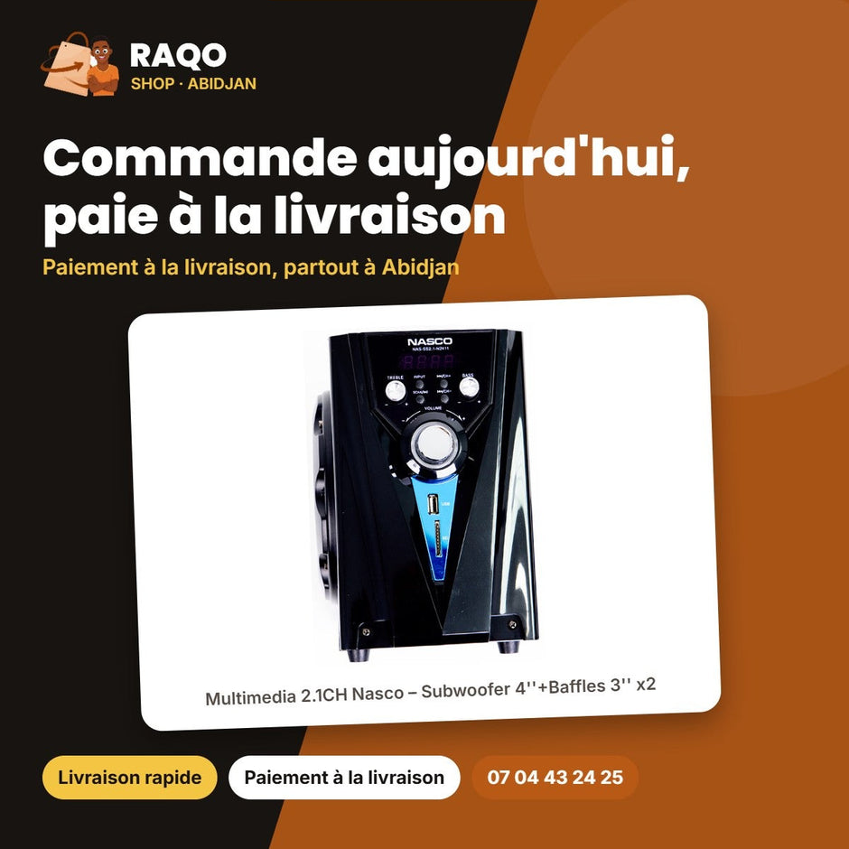 Multimedia 2.1CH Nasco – Subwoofer 4''+BAFFES 3''*2 – Port USB – Sd | NAS-SS2.1-N2411