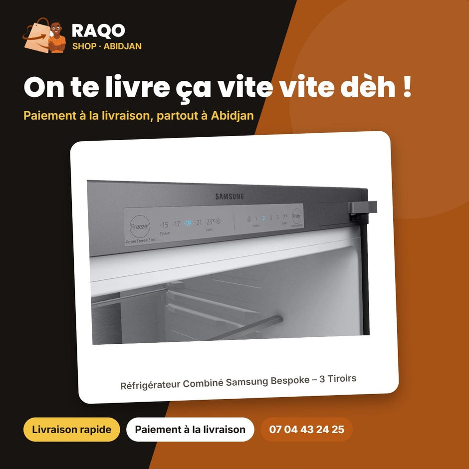 Réfrigérateur Combiné Samsung Bespoke – 3 Tiroirs – 339L(108L+231L) | RB33T307029/UT