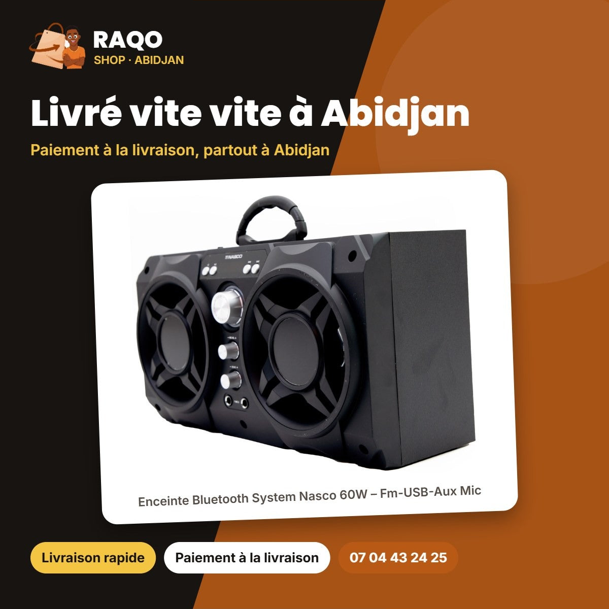 Enceinte Bluetooth System Nasco 60W – Fm-USB-Aux Mic – Karaoke Function | NAS-222BT