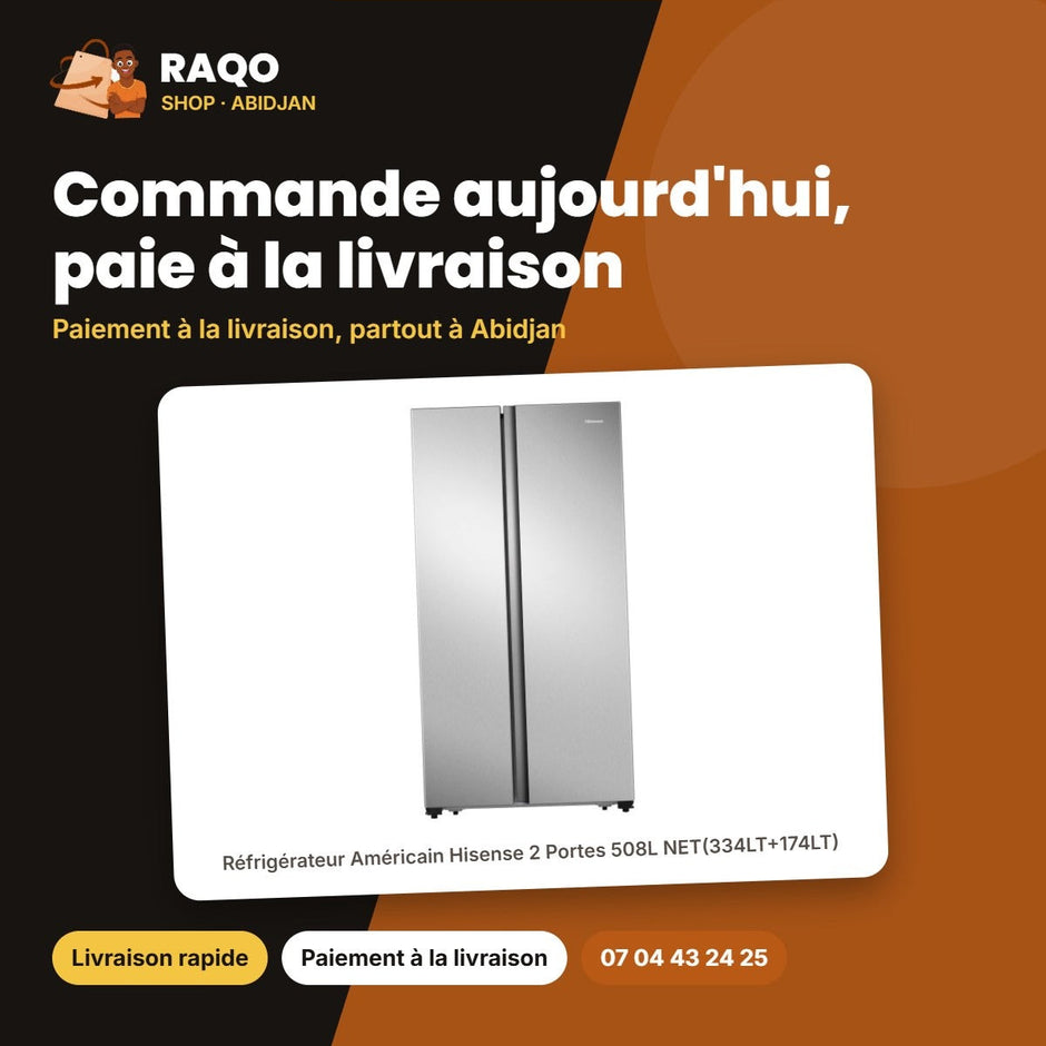 Réfrigérateur Américain Hisense 2 Portes 508L NET(334LT+174LT) – Silver – No Frost | RC-67WC4SB