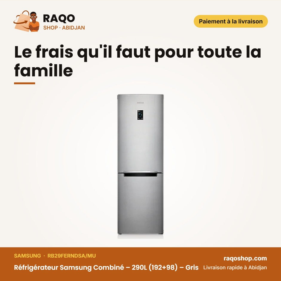 Réfrigérateur Samsung Combiné – 290L (192+98) – Gris – 3TIROIRS | RB29FERNDSA/MU