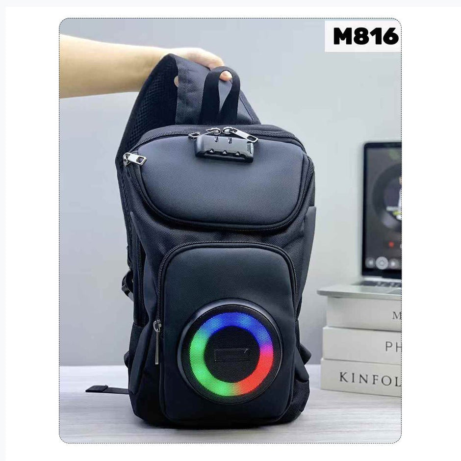 Sac Bandoulière Rechargeable avec Haut-Parleur Bluetooth | Enceinte Portable USB TF FM avec Mot de Passe Sécurisé - RAQO