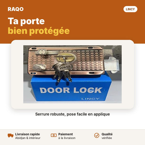 Serrure de porte en applique Lincy 210AC avec clés - RAQO