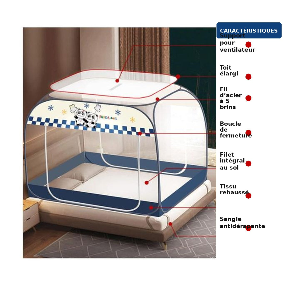 Moustiquaire de Lit Pliable  Protection 360° et Installation Rapide