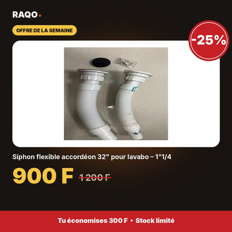 Siphon flexible accordéon 32" pour lavabo – 1"1/4 - RAQO