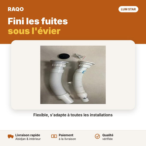 Siphon flexible accordéon 40" pour évier et lavabo – 1"1/2 - RAQO