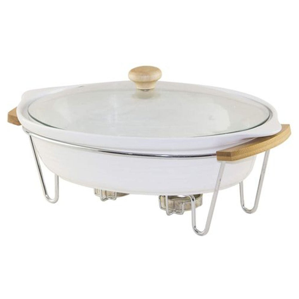 Soupière Ronde en Porcelaine avec Support Métal - RAQO