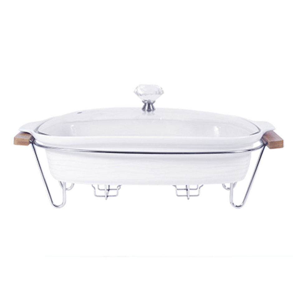Soupière Ronde en Porcelaine avec Support Métal - RAQO