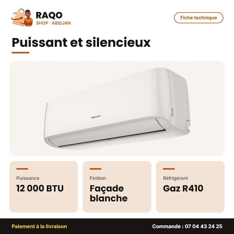 Split 12.000 BTU Hisense R410 – Façade Blanche | AS-12CR4SYRCE - RAQO