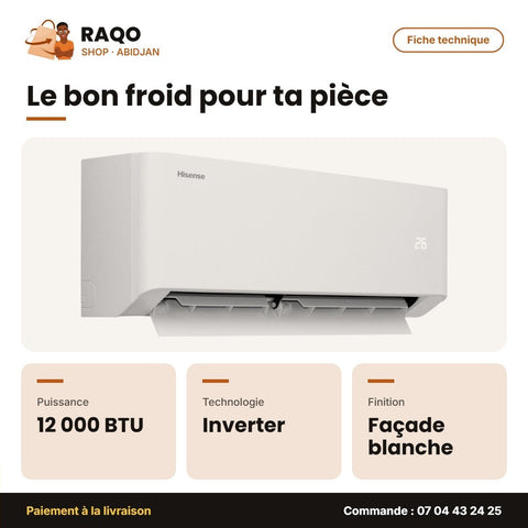 Split 12.000 BTU Inverter Hisense R410 – Façade Blanche | AS-12TW4SLUHB00 - RAQO