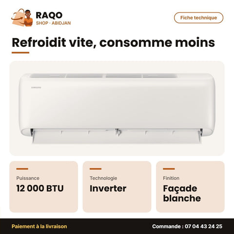 Split 12.000 BTU Samsung – Inverter R32 – Façade Blanche | AR40F12D0AGXAF - RAQO