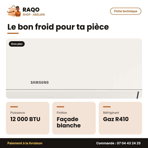 Split 12.000 BTU Samsung R410 – Façade Blanche | AR12CRHGAWK/AF - RAQO