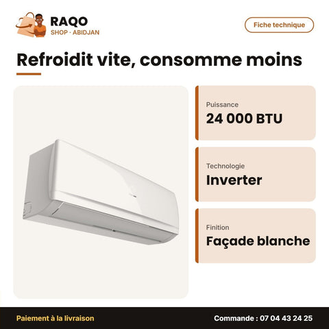 Split 24.000 BTU Inverter Hisense R410 – Façade Blanche | AS-24TR4SBBDB - RAQO