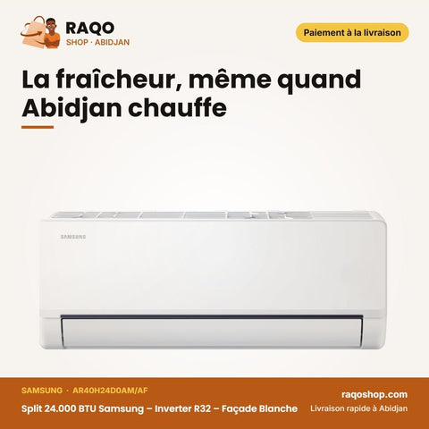 Split 24.000 BTU Samsung – Inverter R32 – Façade Blanche – 220 | AR40H24D0AM/AF - RAQO