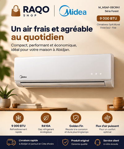 Split 9.000 BTU Midea R410A Façade Blanche | M_MSAF-09CRN1