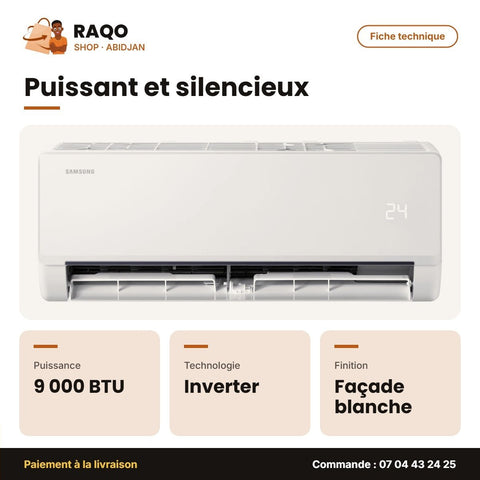 Split 9.000 BTU Samsung – Inverter R32 – Façade Blanche | AR40H09D0AM/AF - RAQO