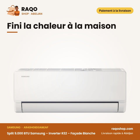 Split 9.000 BTU Samsung – Inverter R32 – Façade Blanche | AR40H09D0AM/AF - RAQO