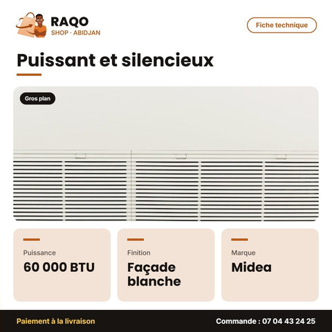 Split Allège (Plafond-Sol) Midea – 60.000 BTU – Façade Blanche | MUE-60HRN1 - RAQO