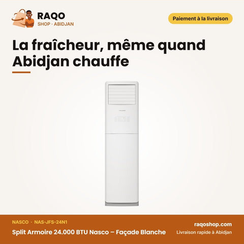 Split Armoire 24.000 BTU Nasco – Façade Blanche – Économique | NAS-JFS-24N1 - RAQO