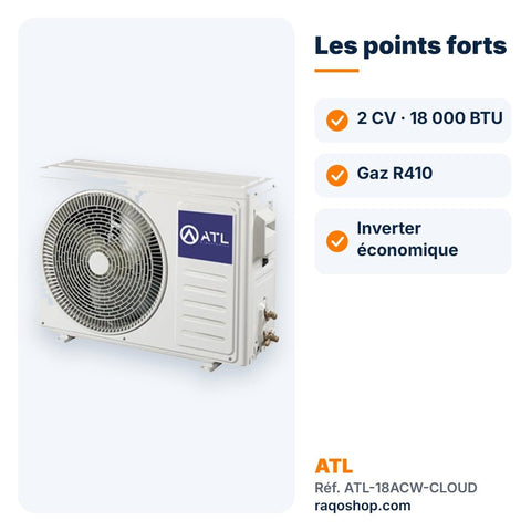 Split ATL 2 CV (18 000 BTU) Inverter Cloud R410 – ATL-18ACW-CLOUD - RAQO
