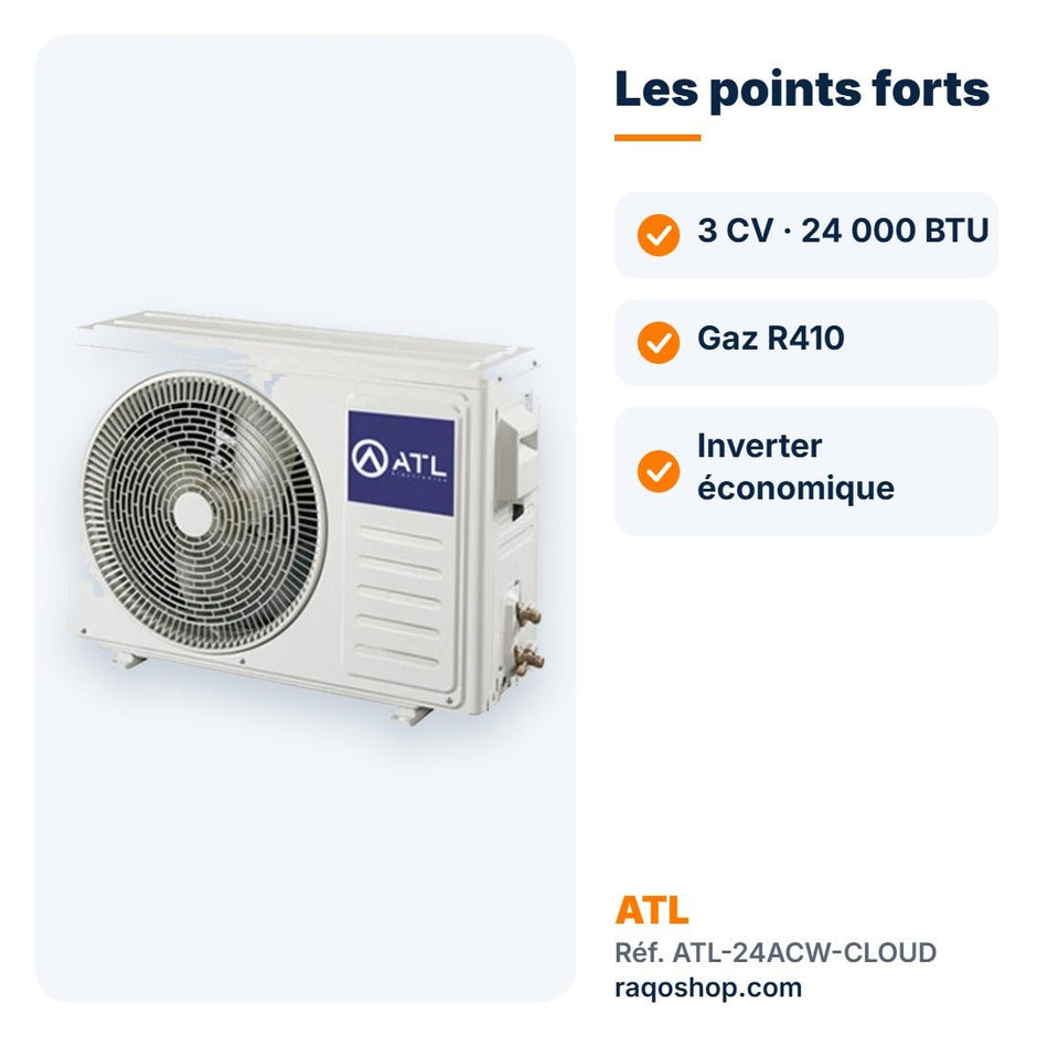 Split ATL 3 CV (24 000 BTU) Inverter Cloud R410 – ATL-24ACW-CLOUD - RAQO