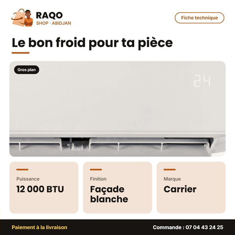 Split Carrier 12000 BTU – Façade Blanche – Unité Extérieure 38AHC012FT | 42AHC012FT - RAQO