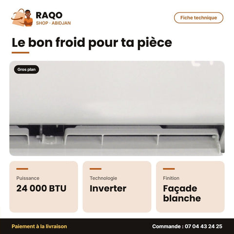 Split Carrier 24000 BTU – Façade Blanche – Inverter – Unité Extérieur 38AHC024VT | 42AHC024VT - RAQO