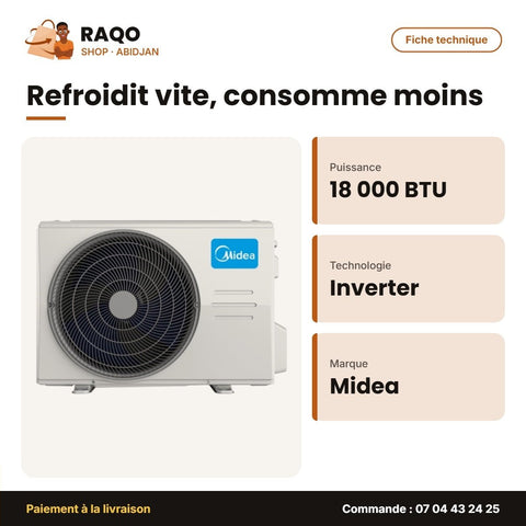 Split Cassette 18.000 BTU Midea – Inverter | MCD1-18CRNX-Q - RAQO